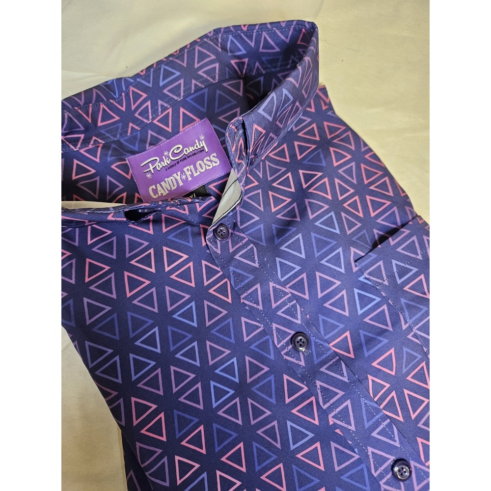 Park Candy Figment Candy Floss Purple Geometric Button Down Shirt 3XL Epcot